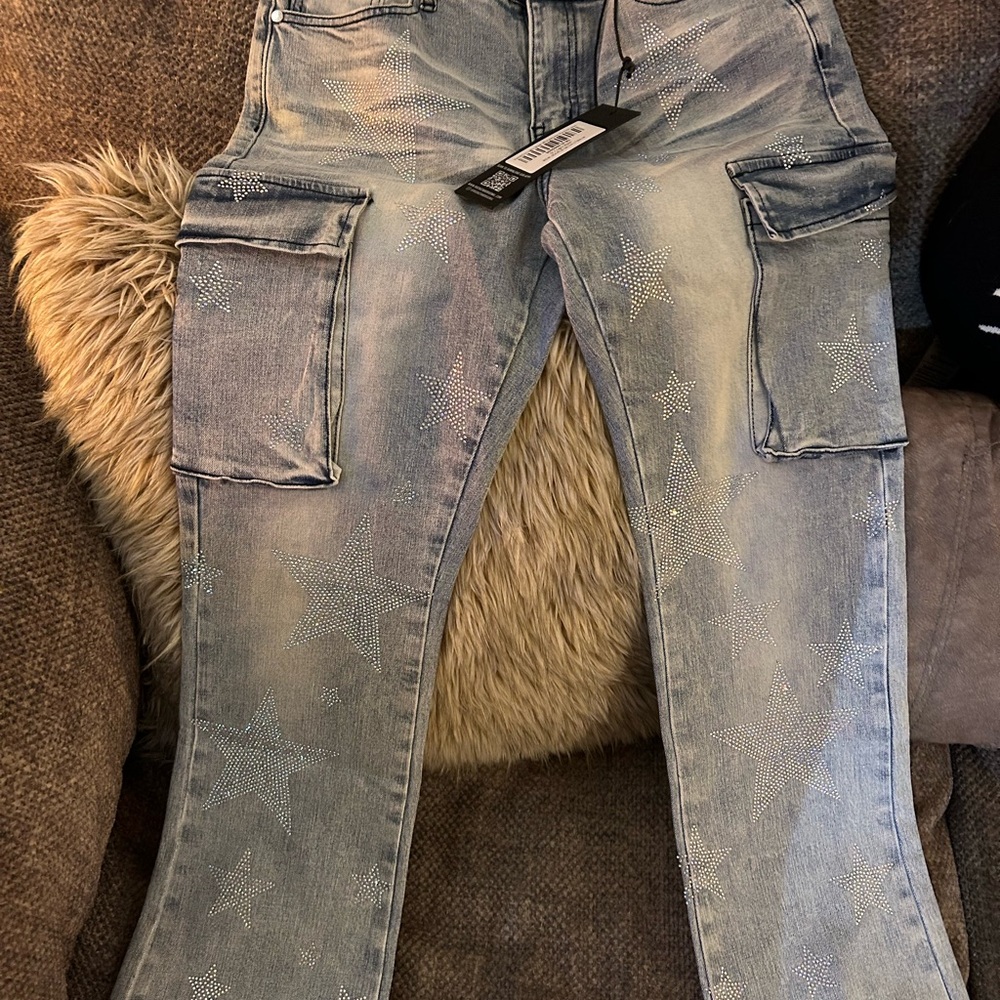 Rockstar original Women's Star-Patterned bling  Flare Jeans